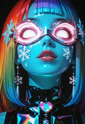Neon Frost Cybernetic Portrait