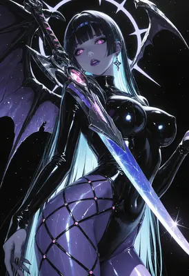 Celestial Demon Queen with Glowing Blade