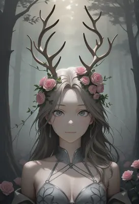 Ethereal Forest Spirit with Antlers