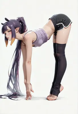 Athletic Elf Girl Stretching Routine