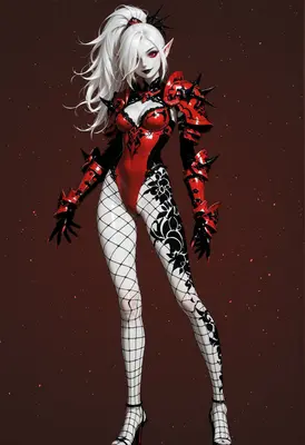 Gothic Elf Warrior in Red Armor