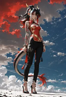 Dragon Maiden Under Crimson Skies