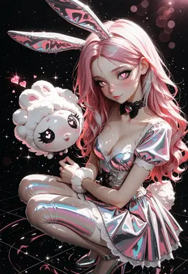 Metallic Bunny Girl and Cute Companion