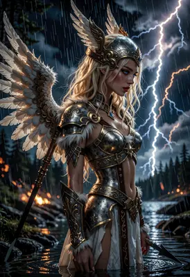 Valkyrie Amidst the Stormy Waters