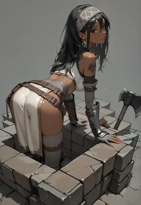 Warrior Resting by the Stone Well