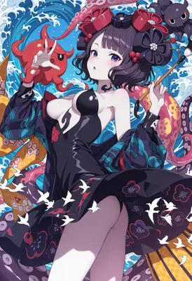 Katsushika Hokusai Inspired Ocean Maiden