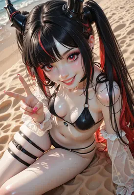 Summer Beach Day Demon Girl