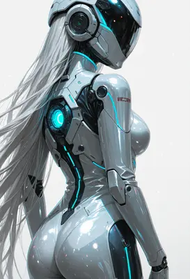 Sleek White Android in Neon Armor