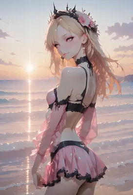Blonde Princess at Sunset Beach