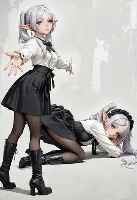 Dual Elven Maidens in Monochrome