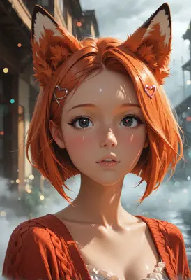 Adorable Orange Fox Girl Portrait