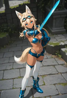 Fox Girl Warrior with Glowing Sword