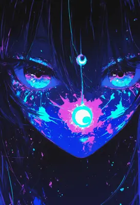 Neon Crescent Moon Gaze
