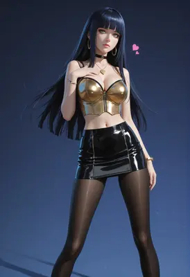 Elegant Girl in Gold and Leather