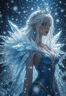 Ethereal Ice Queen in Winter Storm