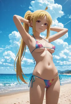 Sunlit Blonde Beauty at the Beach