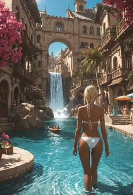 Elf at the Sunlit Waterfall City