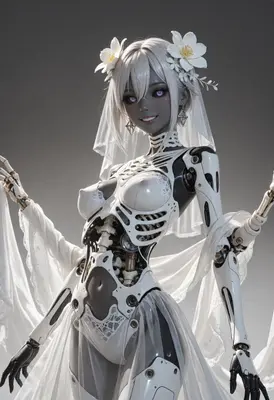 Ethereal Cyborg Bride in White