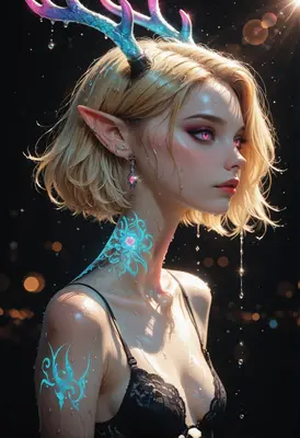 Ethereal Elf with Glowing Antlers