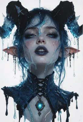 Dripping Blue Horned Demon Queen