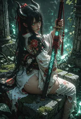 Oni Warrior with Enchanted Blade