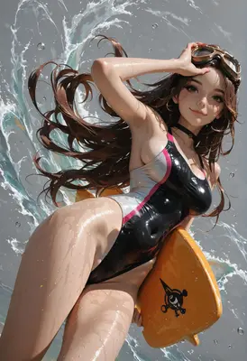 Summer Surfer Girl with Wet Hair