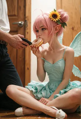 Fairy Girl Enjoying A Sweet Donut