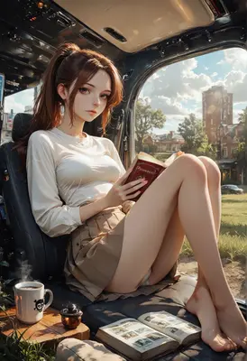 A Quiet Afternoon Reading In Car