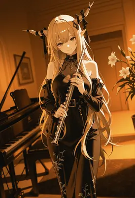Elegant Elf Flutist in Evening Attire