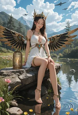 Celestial Guardian by the Mountain Lake
