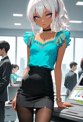 Elegant Office Worker with Silver Hair