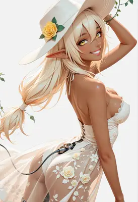 Sun-Kissed Elf in Floral Summer Attire