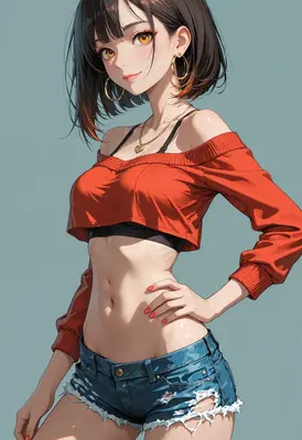 Stylish Girl in Red Crop Top