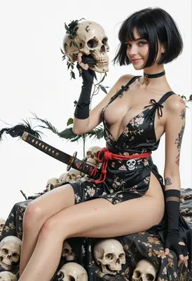 Gothic Warrior with Skull and Katana
