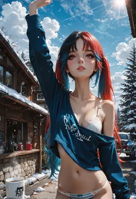 Winter Morning with Twin Tailed Beauty