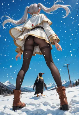 Winter Elf Encounter with a Penguin