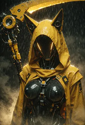 Cybernetic Reaper in Yellow Raincoat
