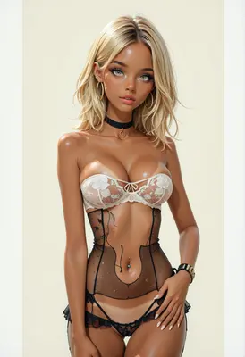 Ethereal Blonde Beauty in Lace Lingerie