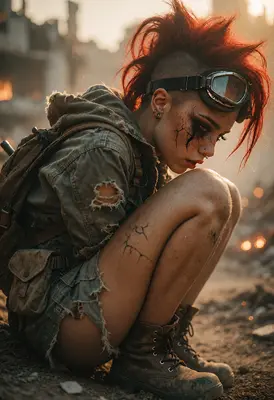 Survivor Amidst the Post-Apocalyptic Ruins