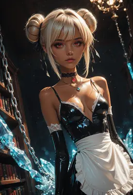 Gothic Maid Amidst Enchanted Crystals