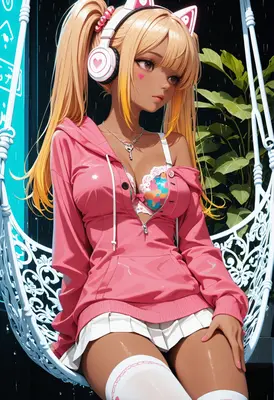 Blonde Gamer Girl Resting In Rain