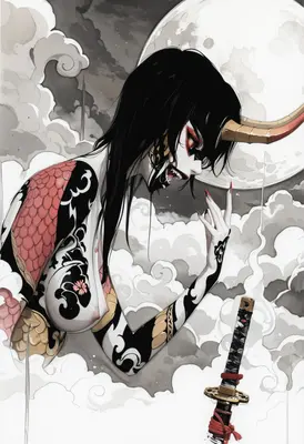 Oni Demon Under the Pale Moon
