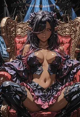 Dark Elf Queen on Velvet Throne