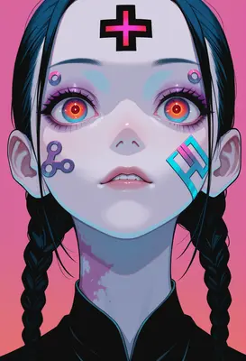 Cybernetic Anime Girl with Vibrant Eyes