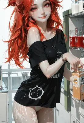 Red Haired Girl With Milk Cartons