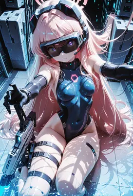 Cybernetic Soldier in Neon Server Room