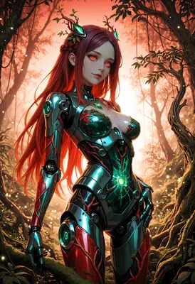 Cyborg Dryad in Enchanted Forest