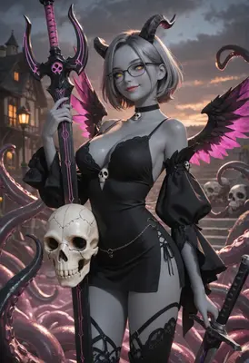 Demoness with a Gothic Skull Blade