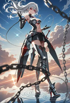 Silver Haired Warrior With Floating Chains