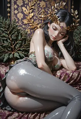 Gilded Muse in Glossy Attire